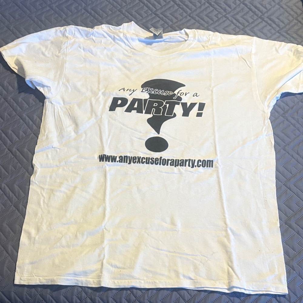 Gildan White Party T-Shirt with Black Print